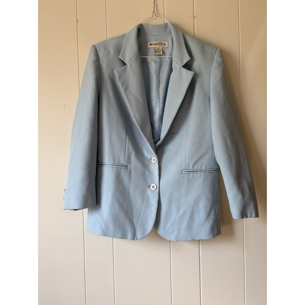 Appleseed's Petite Light Blue Blazer Jacket Women's 6P Two Button Career